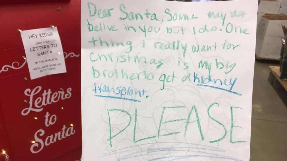Niña conmueve por pedir a Santa Claus un riñón para su hermano